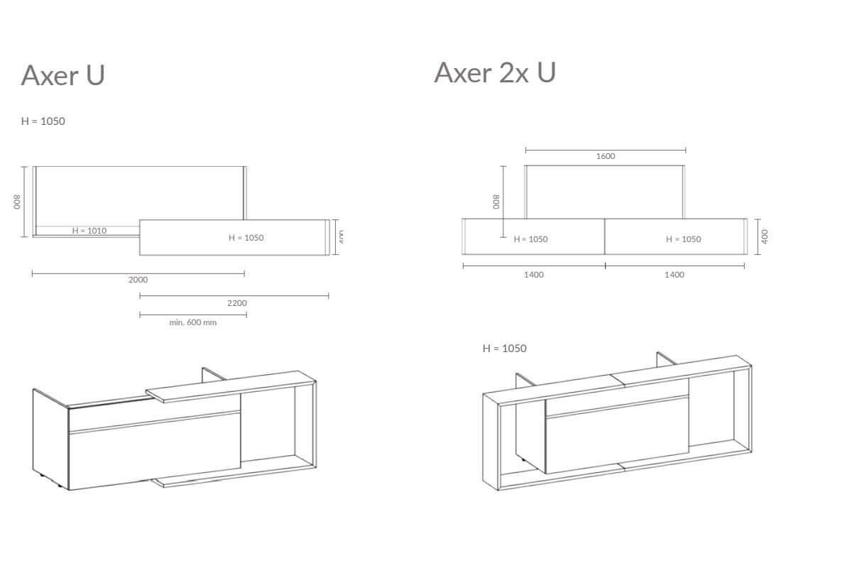 dimenzije i konfiguracije recepcije Axer