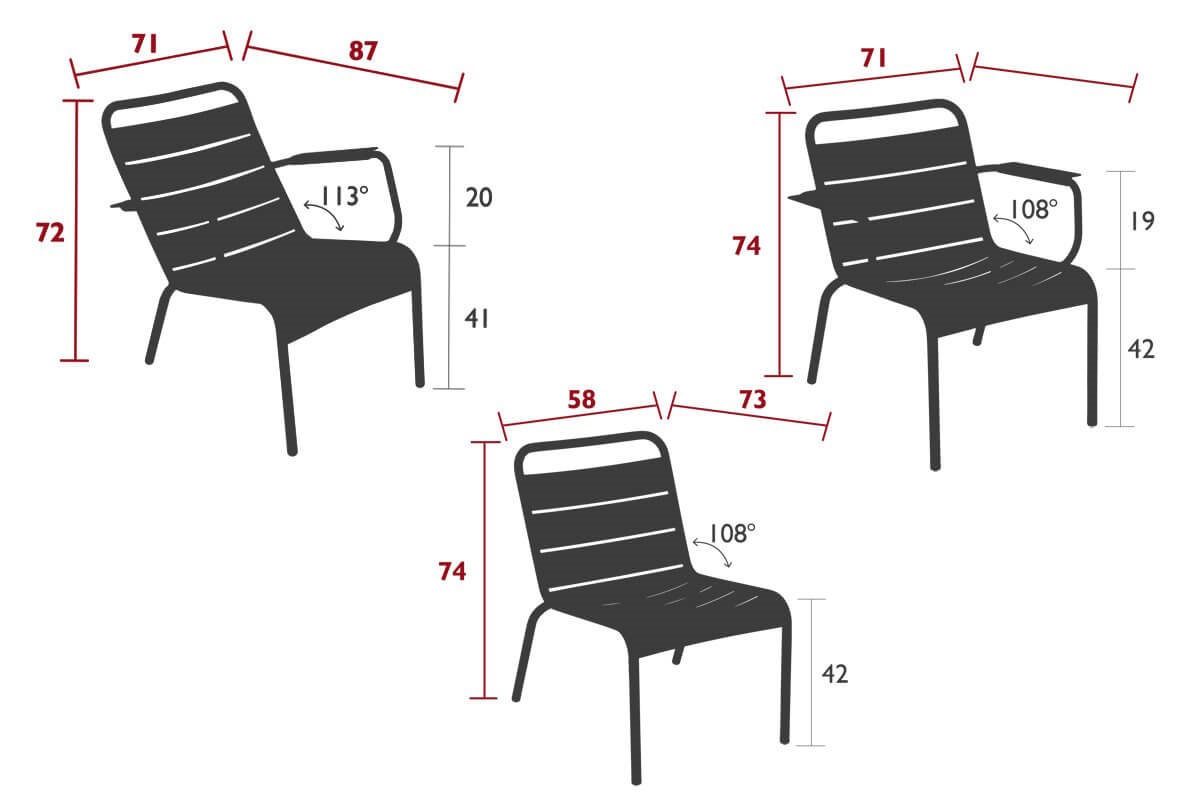 dimenzije LUXEMBIZRG LOUNGE vrtnih stolica